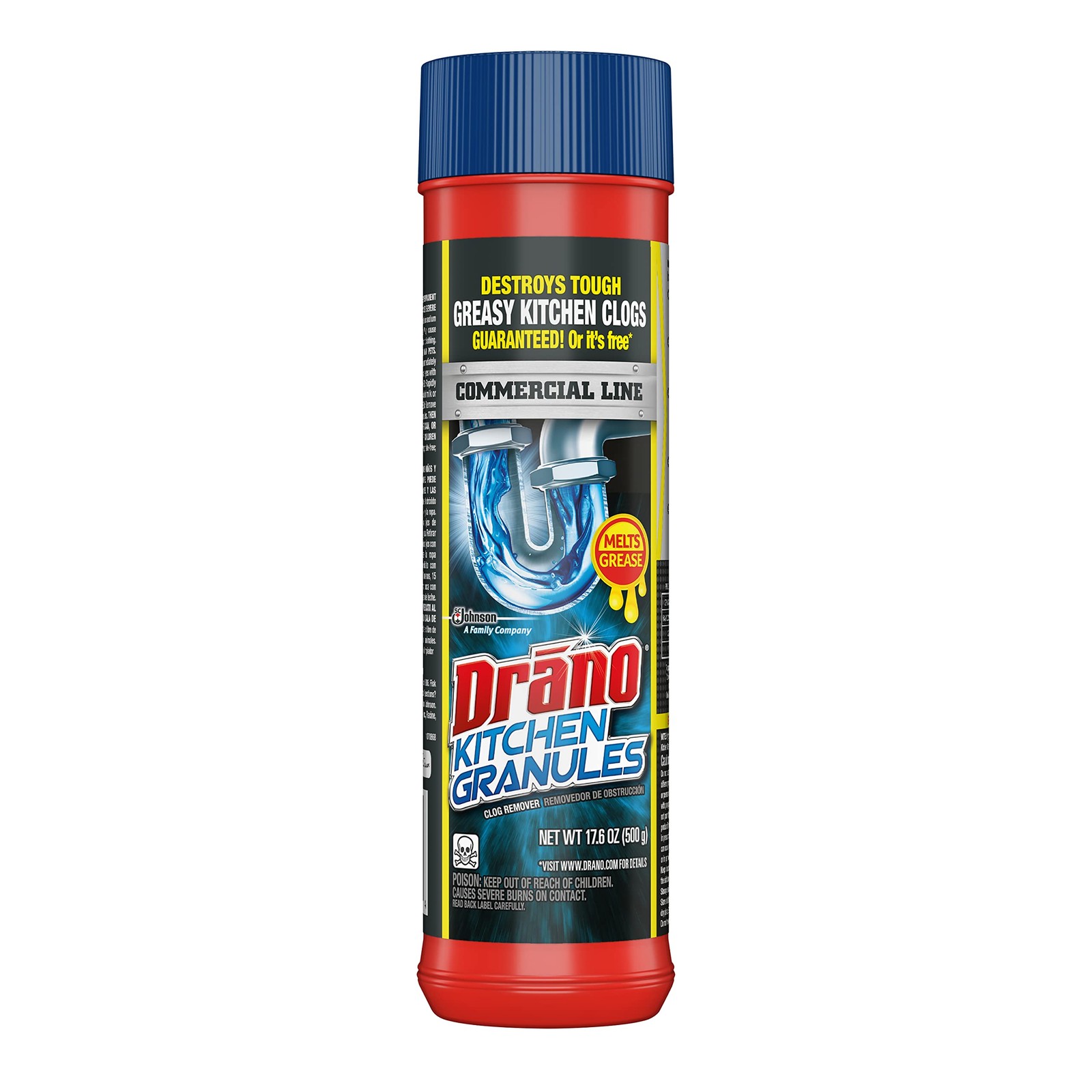 Kitchen Drain Clog Remover Granules Unclogs Grease Oil Blockage 17.6 Oz