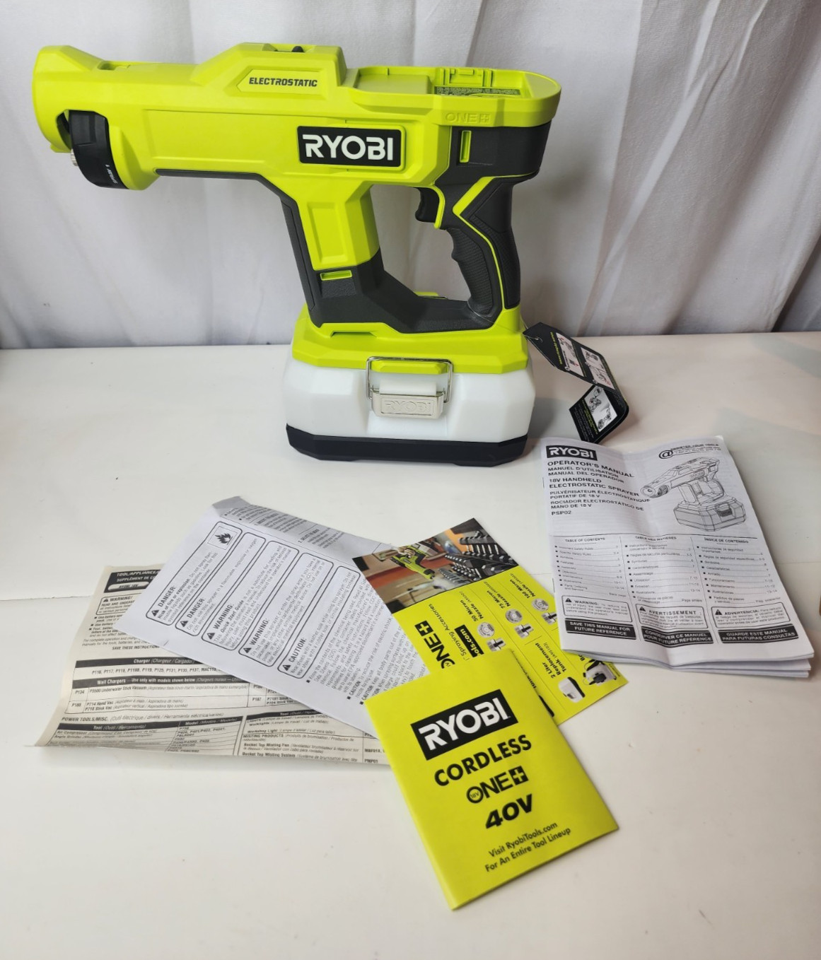 Ryobi PSP02B ONE+ 18V Cordless Electrostatic Sprayer Green & extra 1 Liter Tank