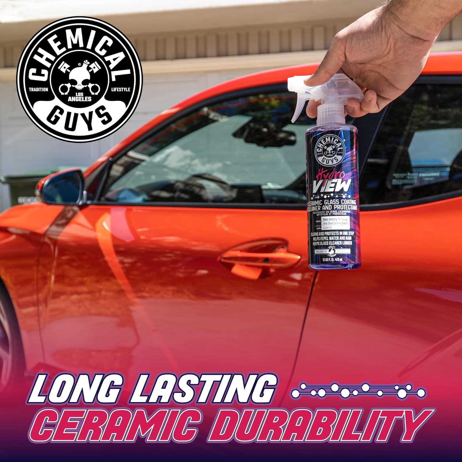 Chemical Guys HydroView Ceramic Glass Cleaner & Coating – Cleans & Adds Hydropho