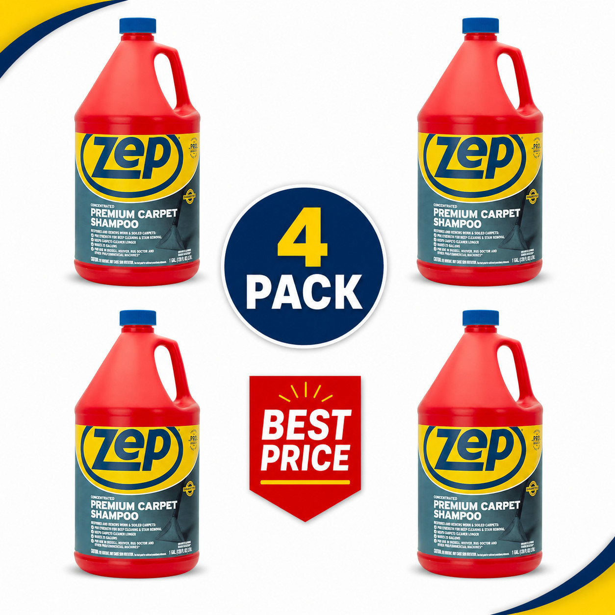 Zep Premium Carpet Shampoo – 1 Gallon 4 Pack – ECZUPXC1282 – Pro Strength
