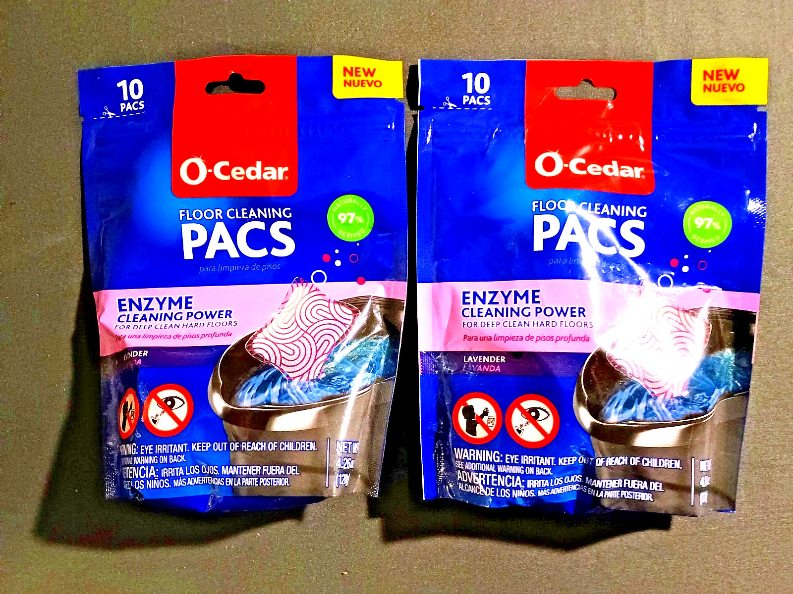 (2) O Cedar PACS Hard Floor Cleaner, Lavender Scent (10 PACS Per Bag)