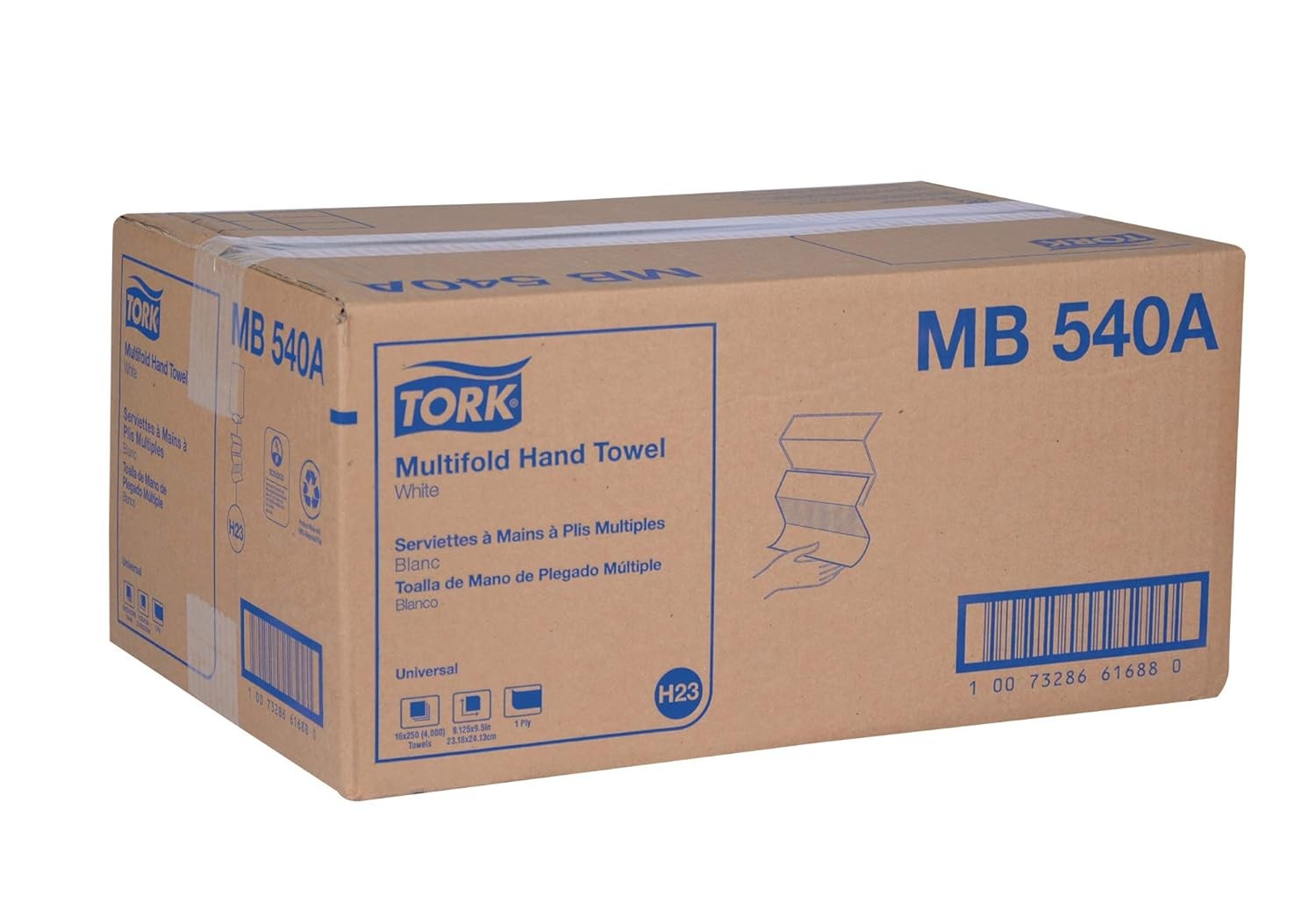 Tork Multifold Hand Towel White H2, Universal, 100% Recycled Fibers, 16 x 250