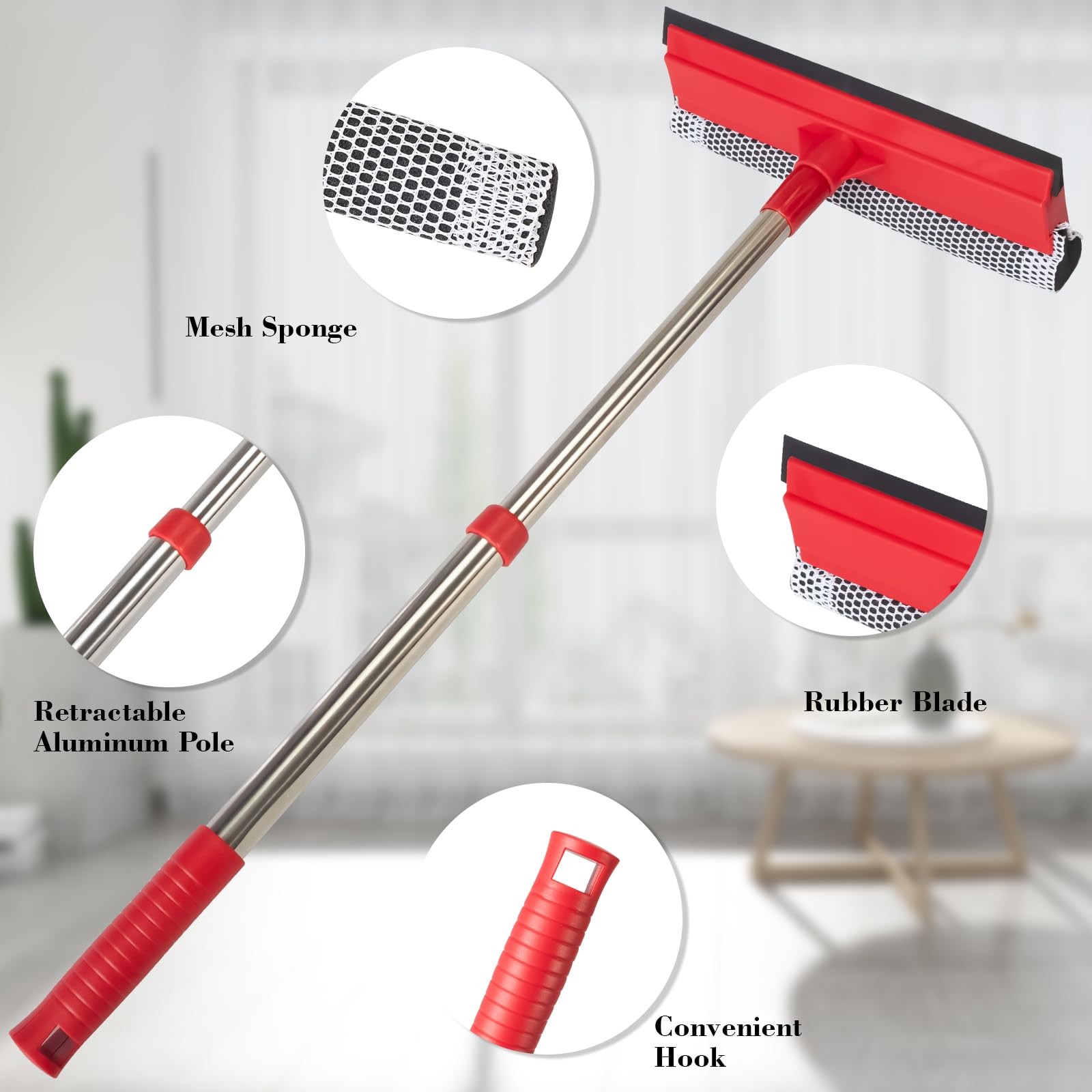 Professional Standard Window Squeegee,2-in-1 Window Cleaner Sponge and Soft R…