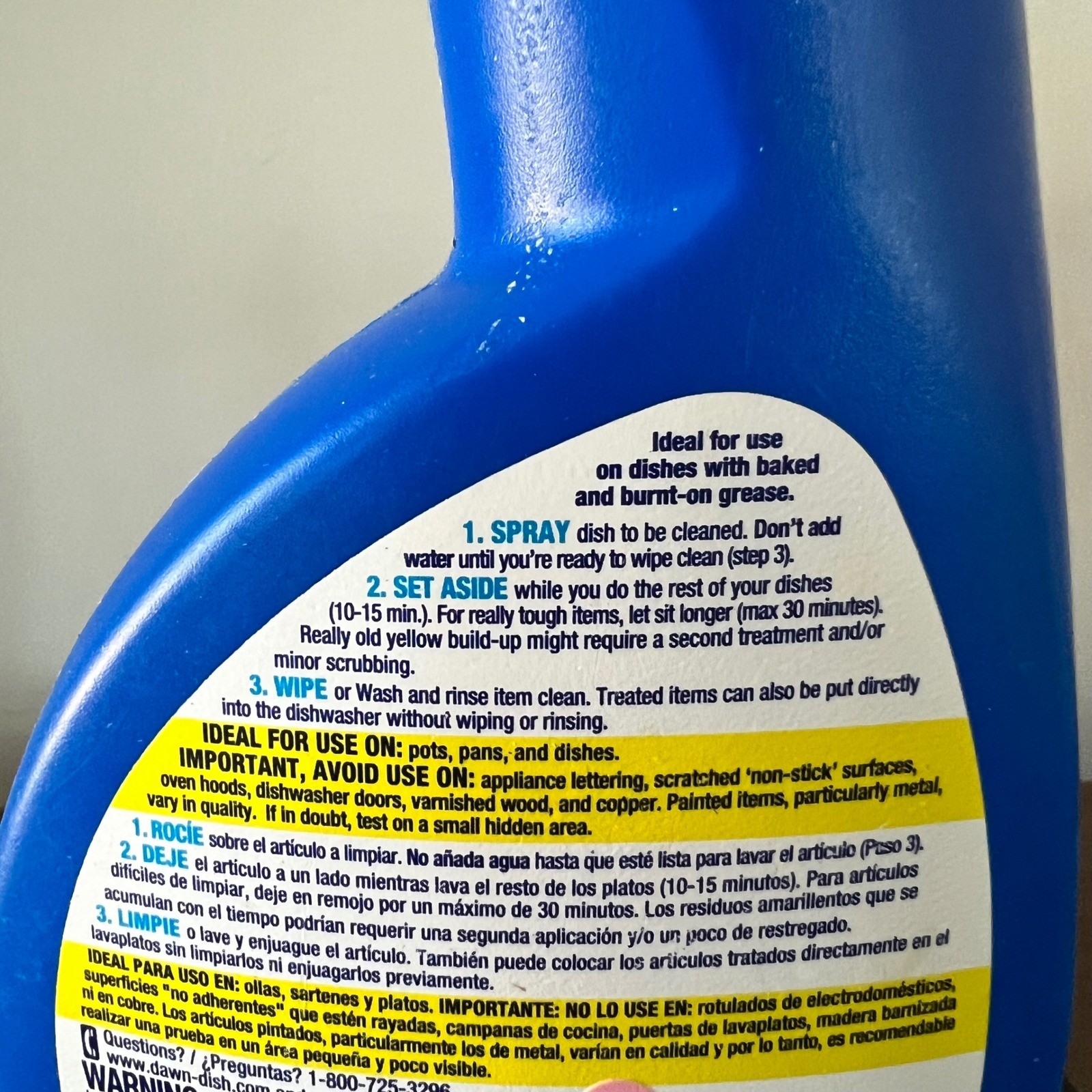 Dawn Power Dissolver Dish Pre-treater Spray Blue Bottle 12.8 fl oz Partial Used