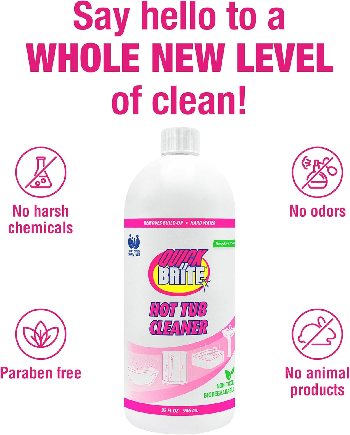 Quick N Brite Heavy Duty Hot Tub Cleaner Kit – Non-Abrasive Cleaning Gel with Sp