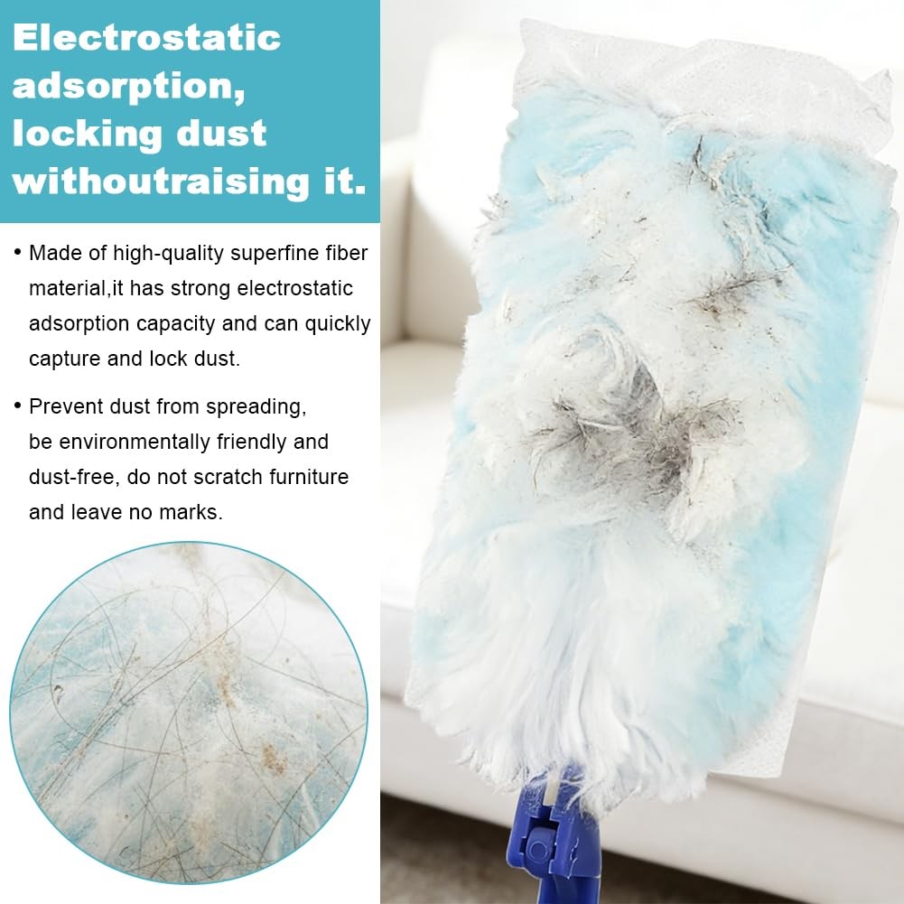 30 Count Heavy Duty Duster Refills with 2 Pcs Handles and Crevice Brushes Sta…