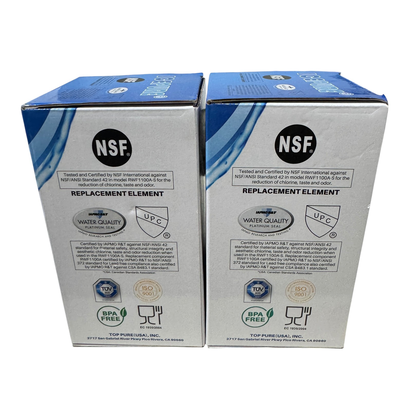 2-Pack ICEPURE RWF1100A Refrigerator Water Filter NSF 42 Certified BPA Free