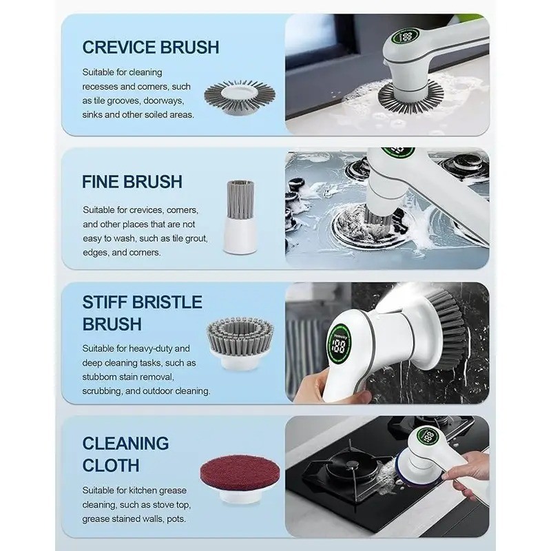2024 5 Heads Electric Handheld Cordless Rechargeable Spinning Power Scrubber US