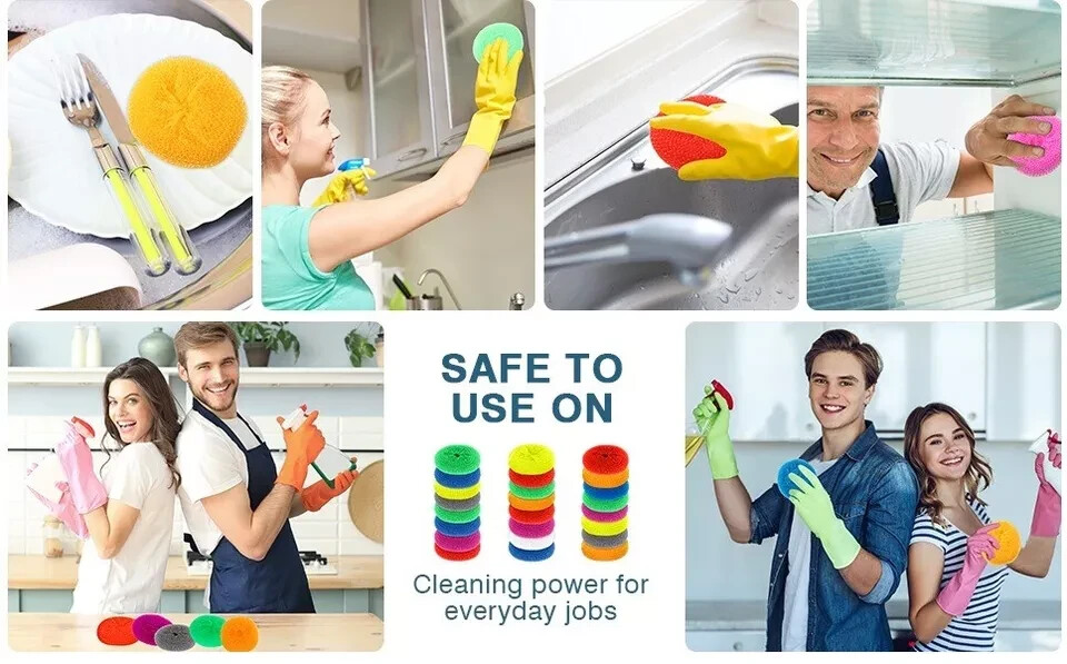 6 pcs Nylon Plastic Scrubber Kitchen Dish Pot Pan Washer Cleaning Plastic Mesh