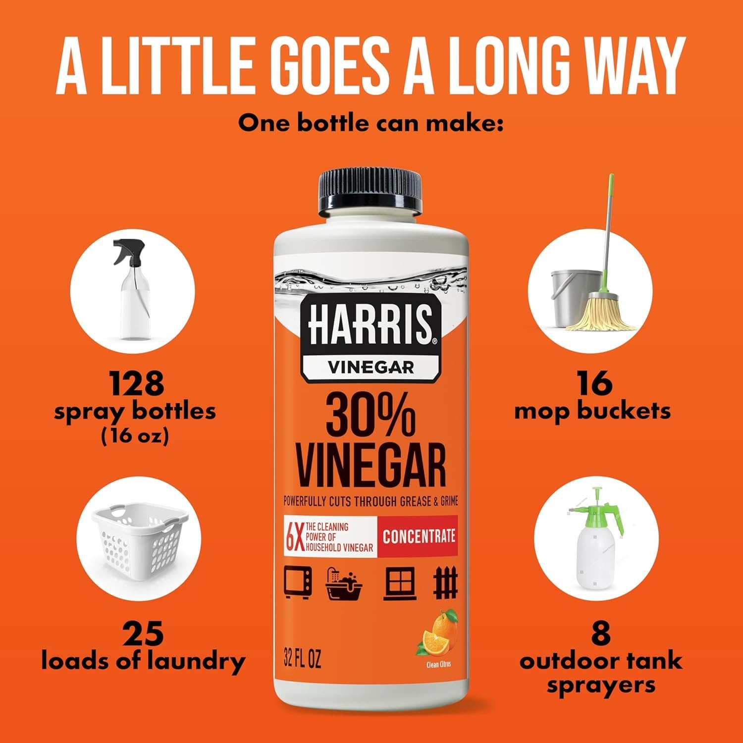 All-Purpose 30% Cleaning Vinegar – Citrus Scent, 32 Fl Oz Makes 16 Gallons
