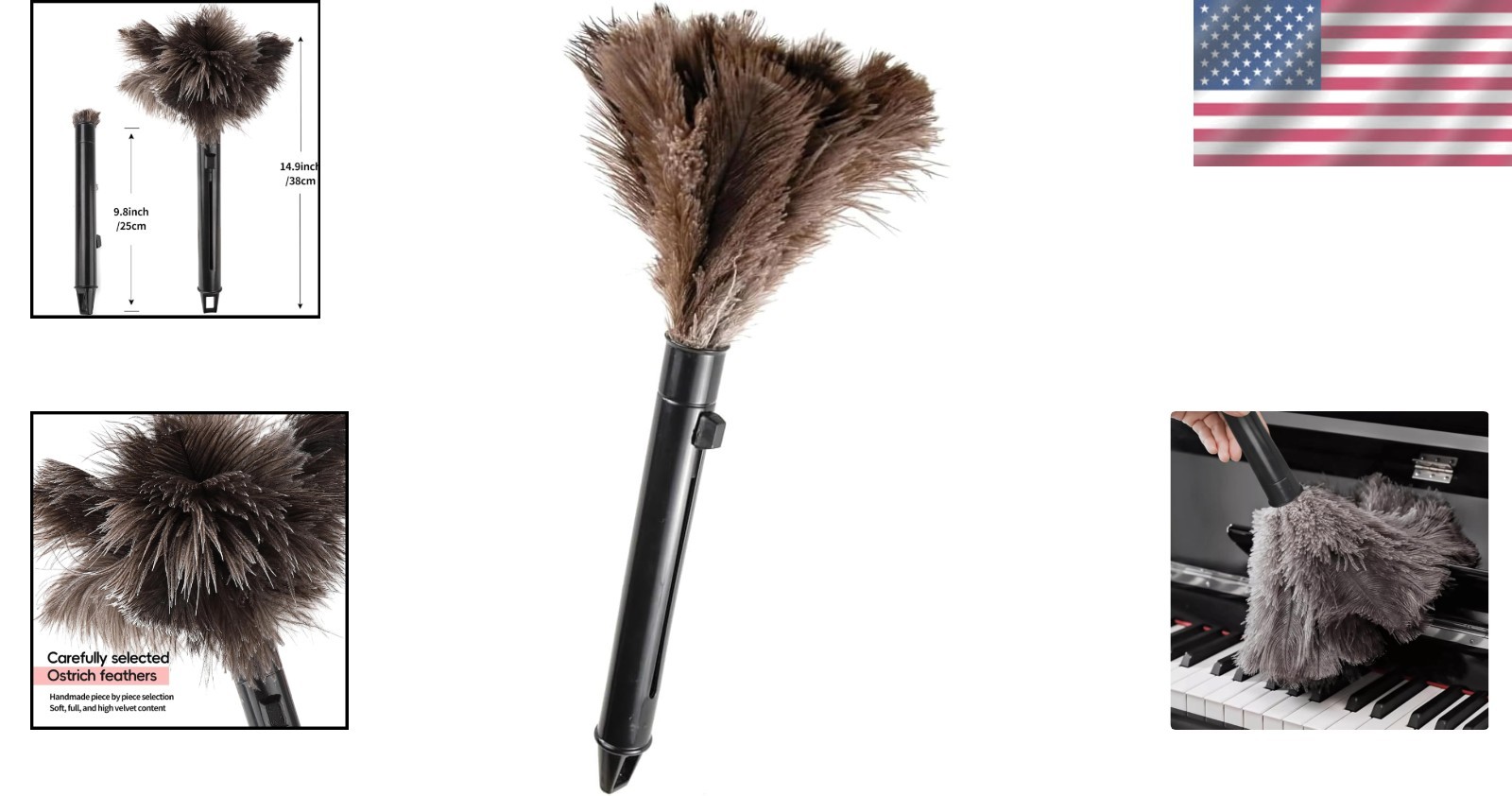 Extendable Ostrich Feather Duster – Lightweight, Anti-Static, Handheld Elegance