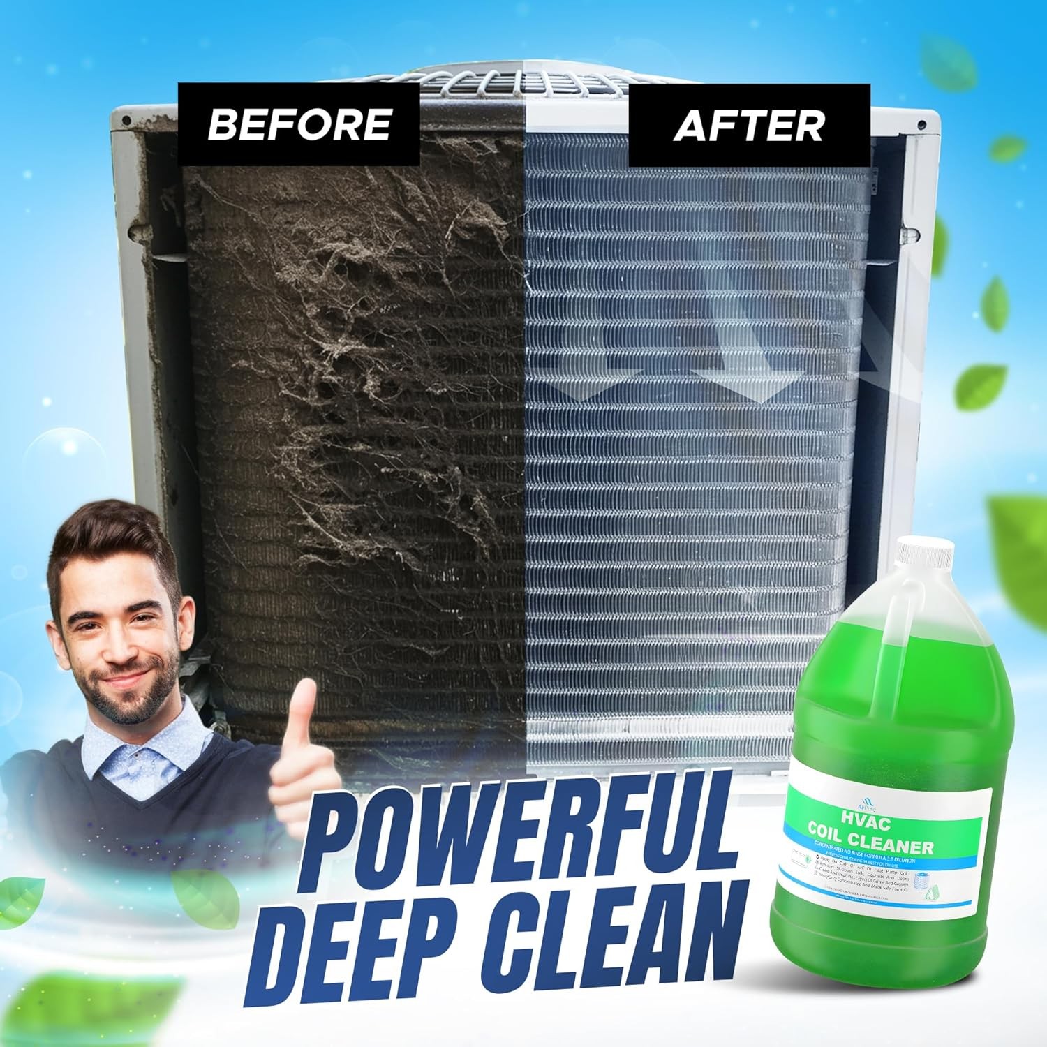 AC Evaporator Coil Cleaner 1 Gallon 3.78L No Rinse Coil Cleaner Metal Safe