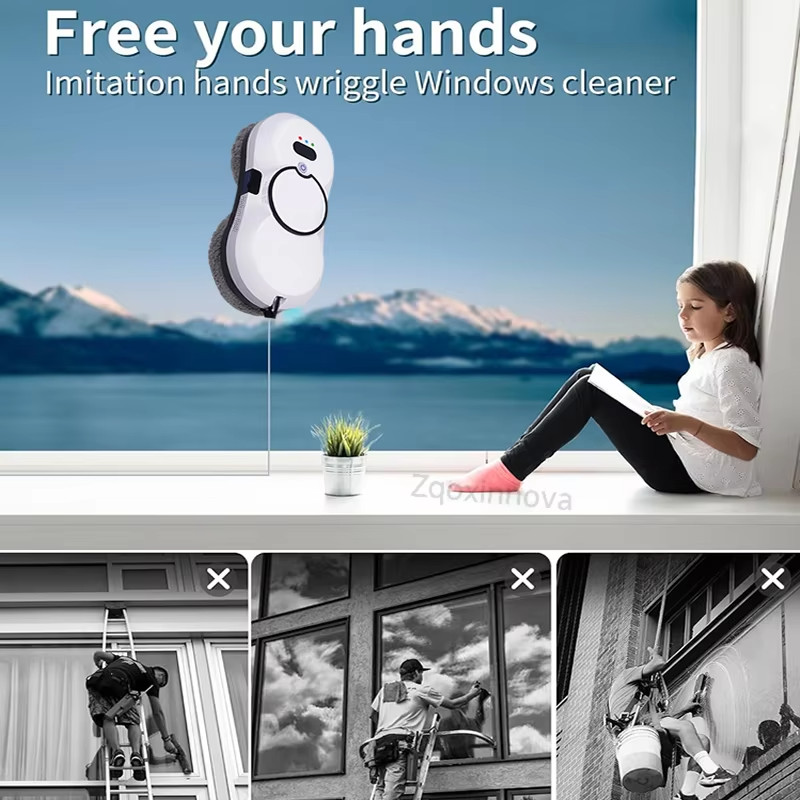 UPS Window Cleaning Robot 5600Pa Spray Glass Washer Smart Cleaner Remote Control