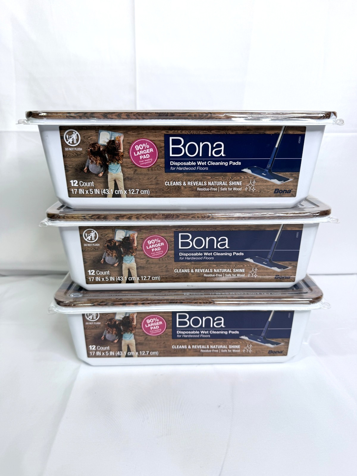 Bona Disposable Wet Cleaning Pads Hardwood Floors 12ct 3 Pack Lot AX0003506