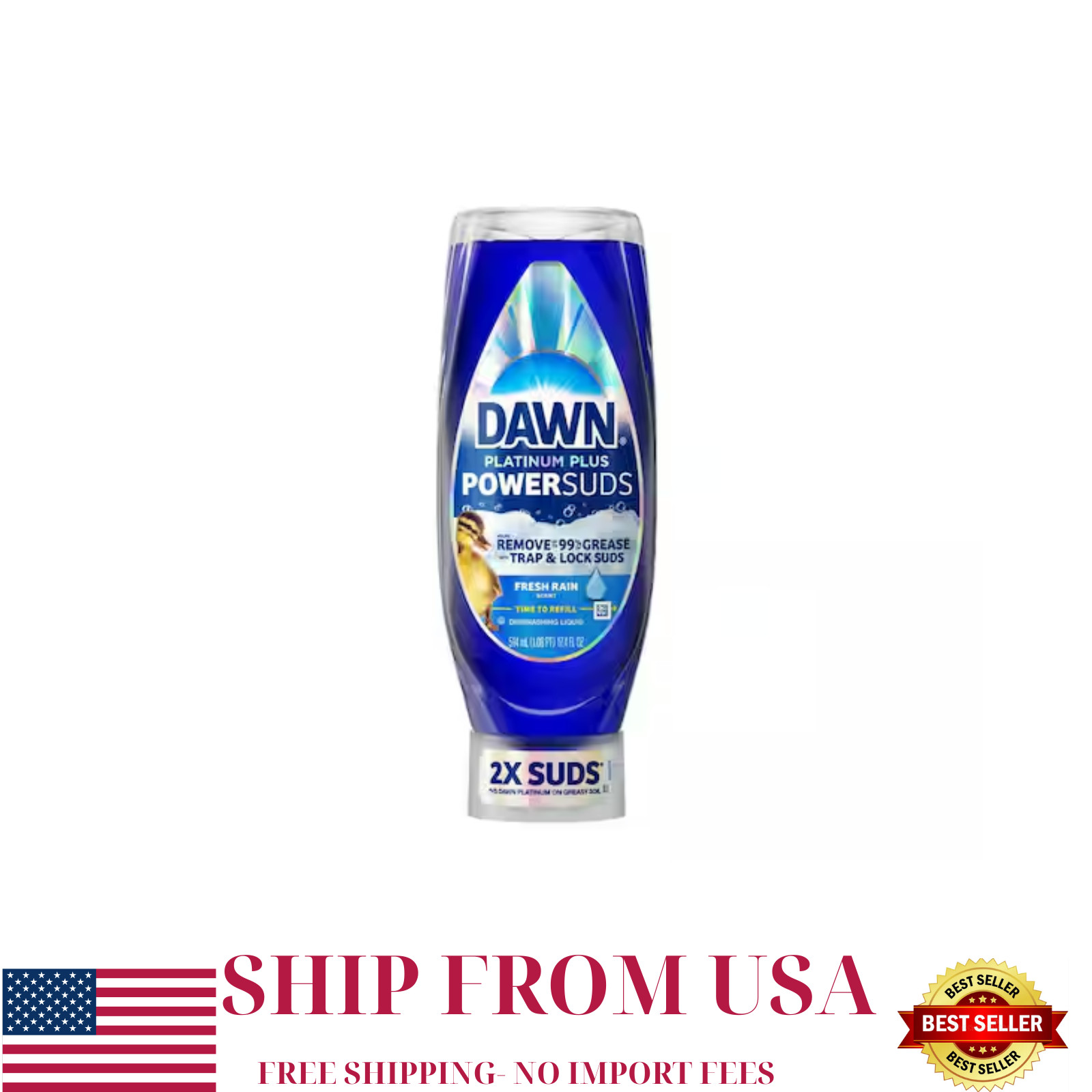 Platinum Plus PowerSuds EZ-Squeeze 17.4 oz. Fresh Rain Scent Hand Dish Soap
