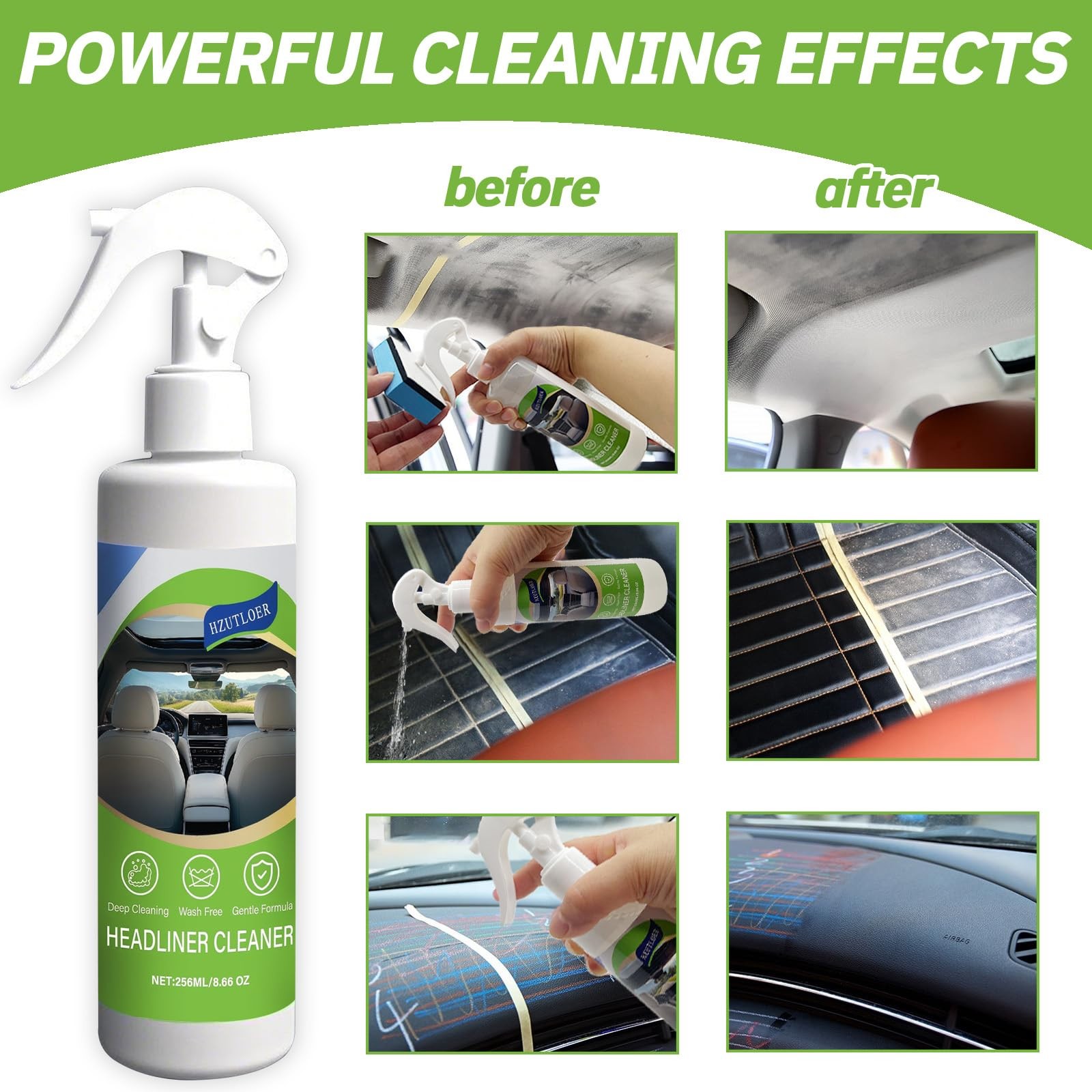 8.66 OZ (256 ml) Car Ceiling Cleaner,Headliner Cleaner,Multifunctional Car Inter
