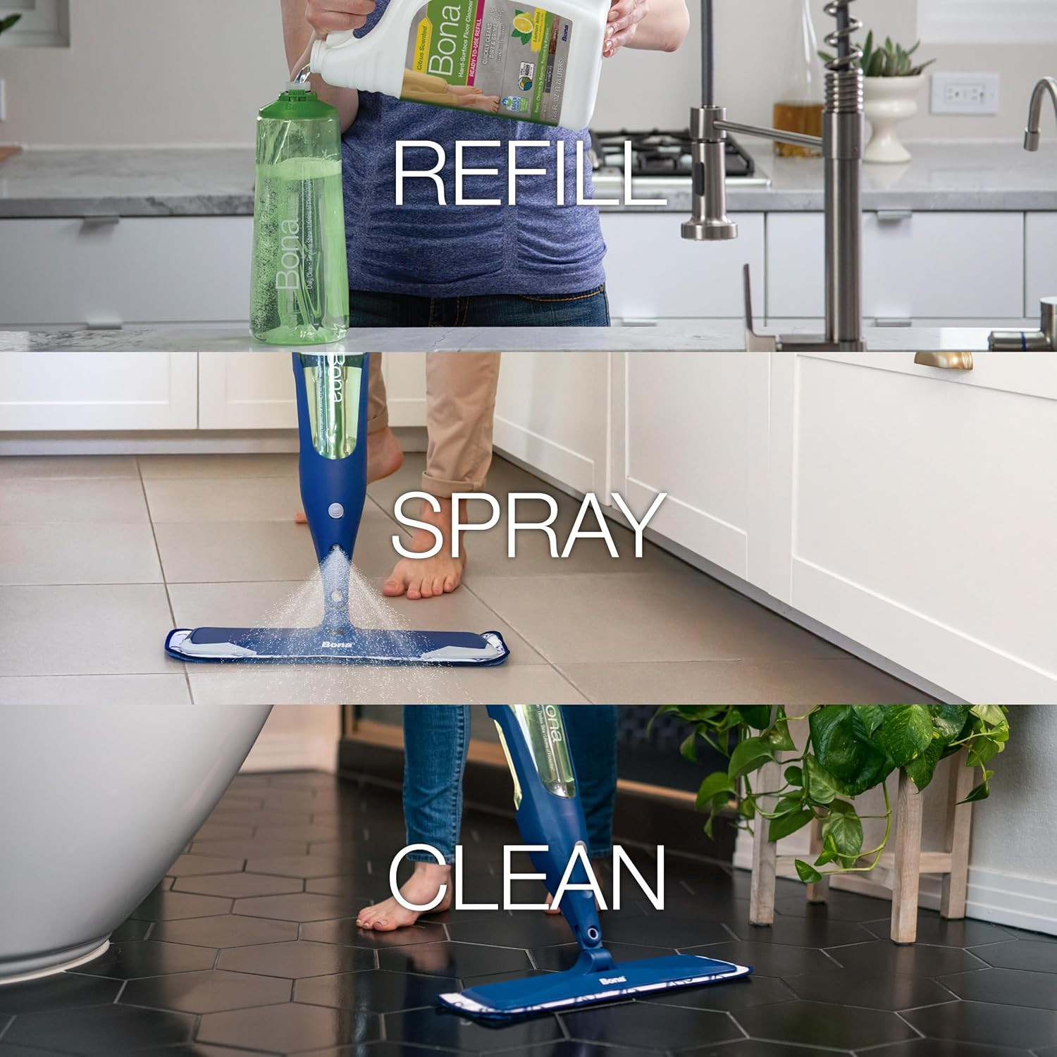 Bona Multi-Surface Floor Cleaner Refill, Lemon Mint, 96 Fl Oz