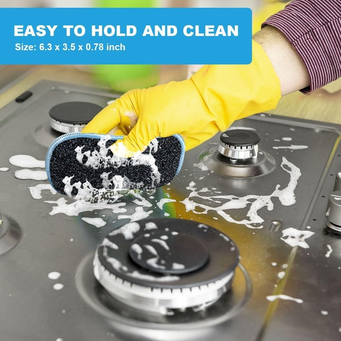 Durable 12 Pack Microfiber Sponges – Non-Scratch Design for All Kitchen Surfaces