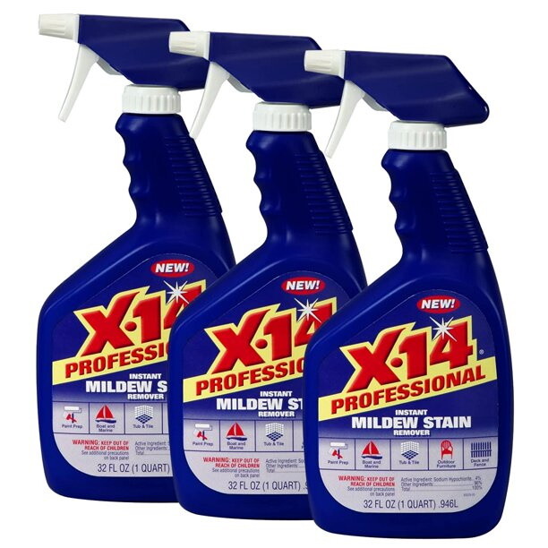 X-14 Professional Instant Mildew Stain Remover, Non-Aerosol, 32 Oz. (Pack of 3)