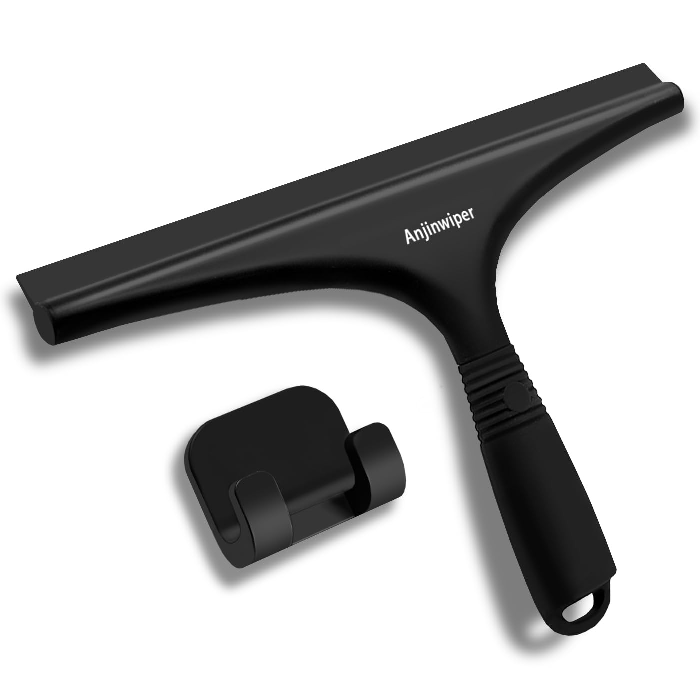 “10 Inch Black Shower Squeegee for Glass Doors, Mirrors, Tile, Bathroom”