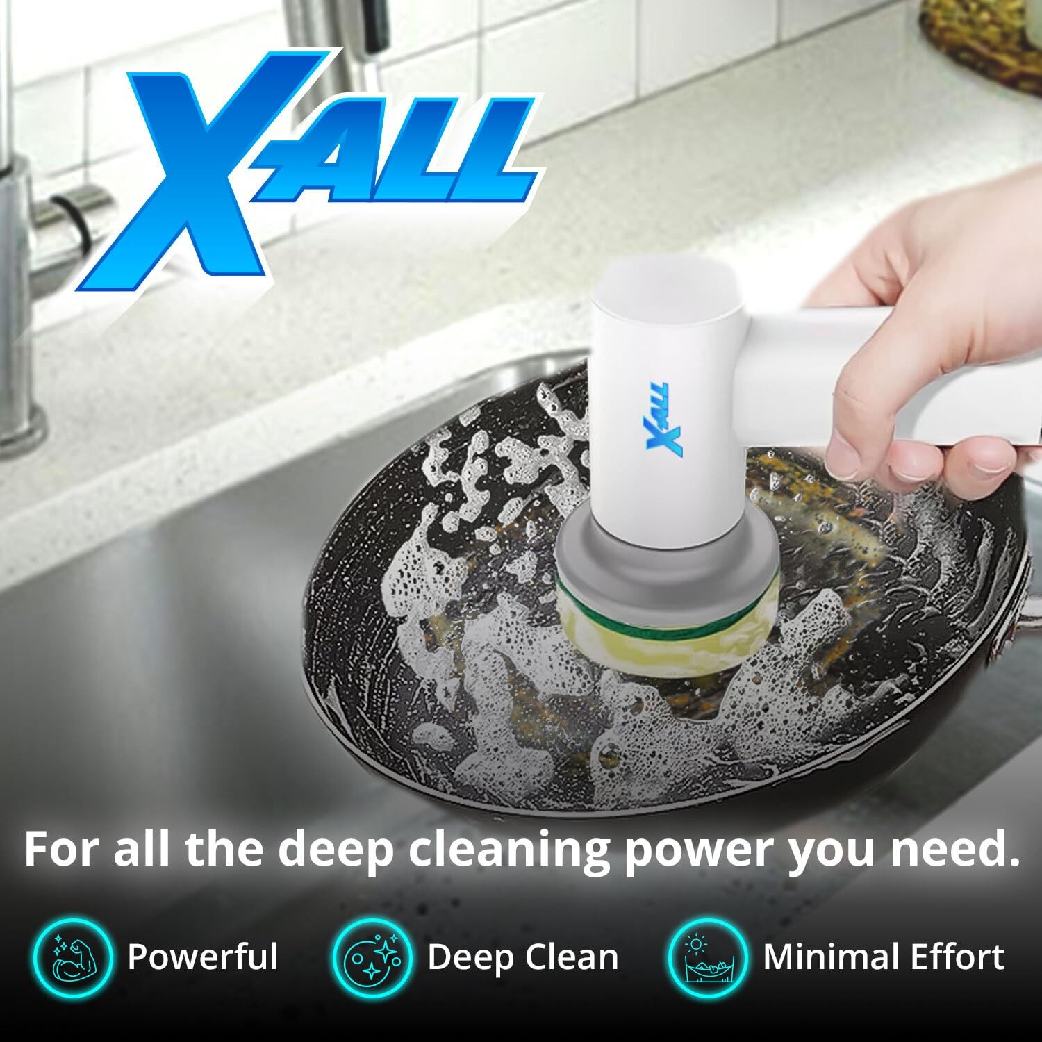 X-All Spin Power Scrubber – Rechargeable Lightweight Waterproof Cordless 2-Sp…