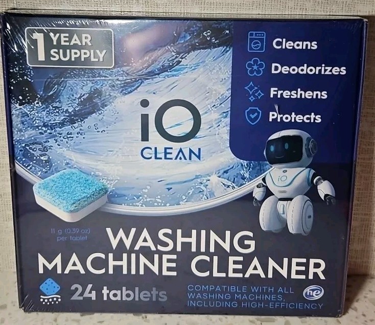 iO Clean Washing Machine Cleaner – 24 Tablets- Compatible With All Machines + HE