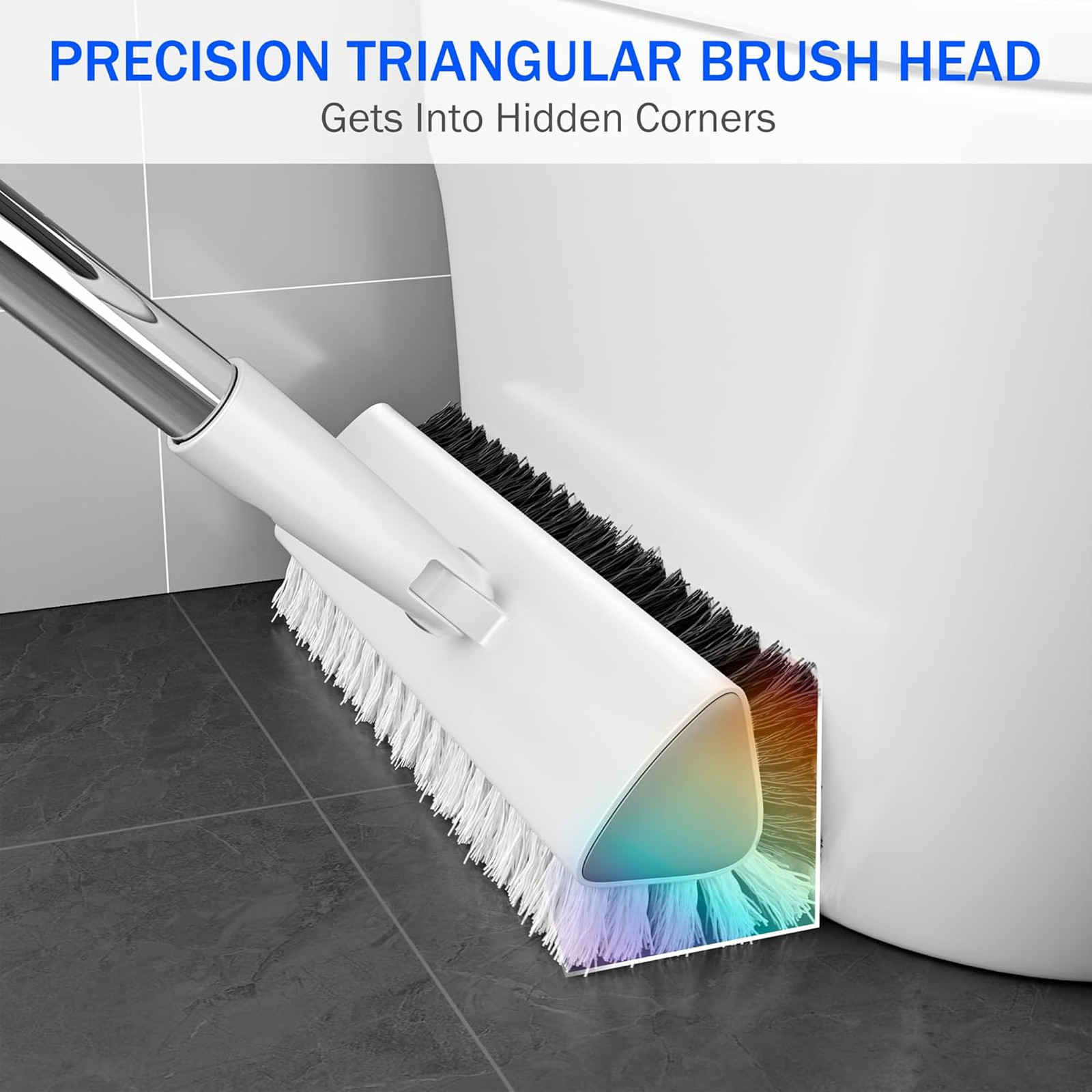 Grout Brush with Long Handle 180° Swivel Floor Scrub Brush V-Shaped Grout Line