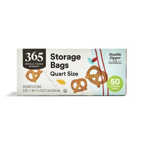 Whole Foods Market, Quart Size Storage Bags, Double Zipper, 50 Count – Pack Of 2