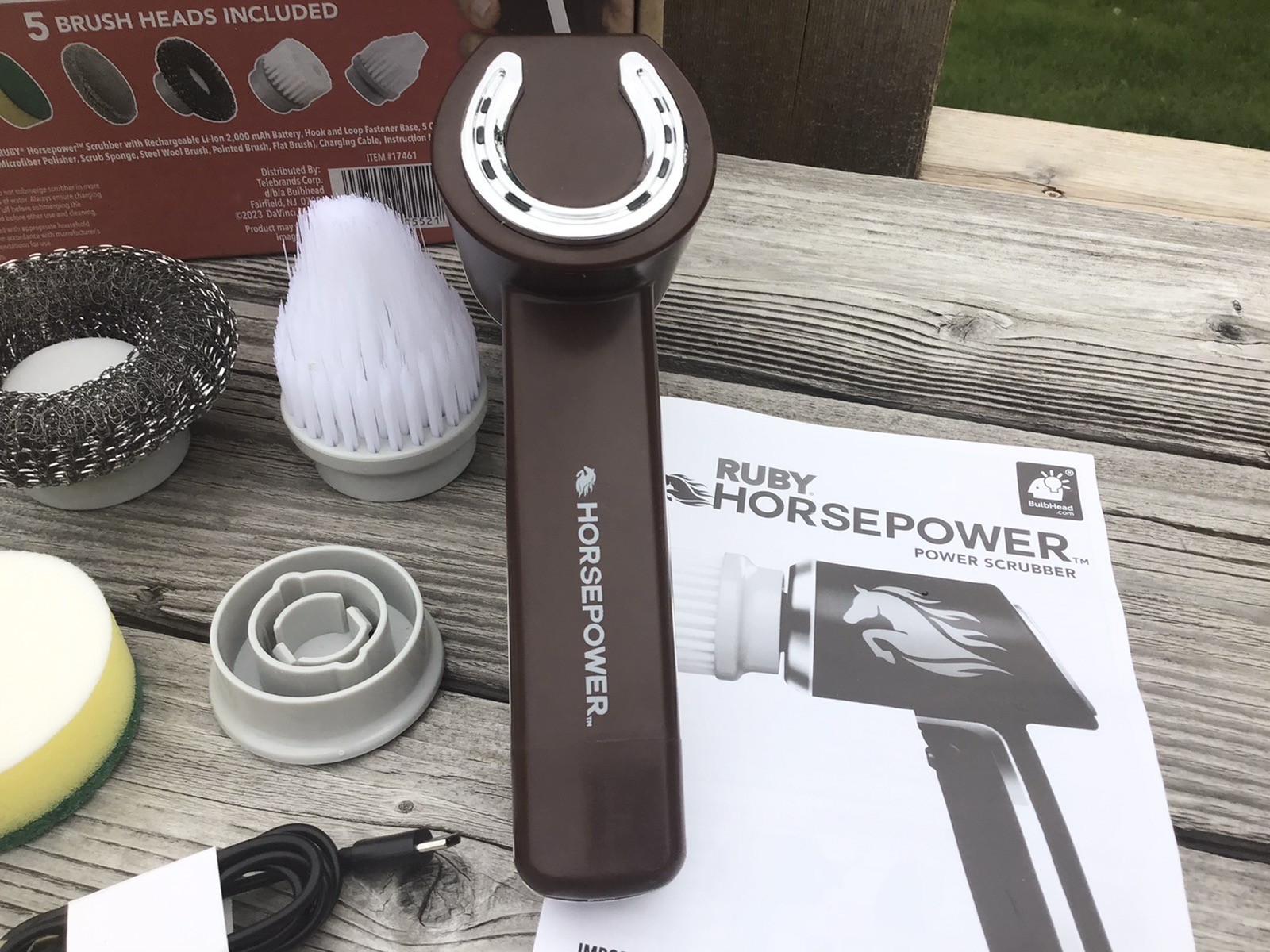 Ruby Horsepower Waterproof Rechargeable Power Scrubber New