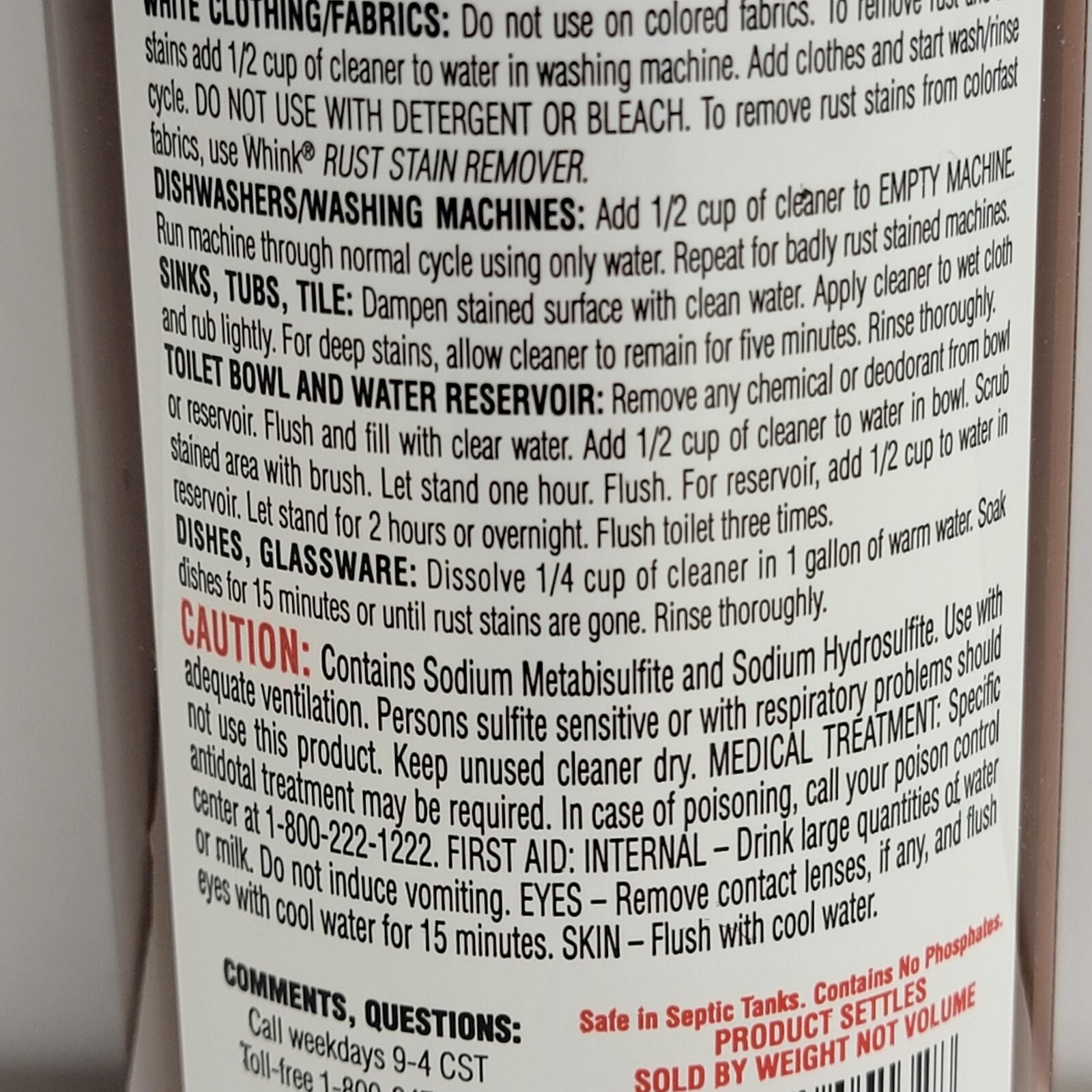 NEW – Whink Rust Oxy Stain Remover Multi-Surface Powder 36 oz Bottle 2.25 lbs