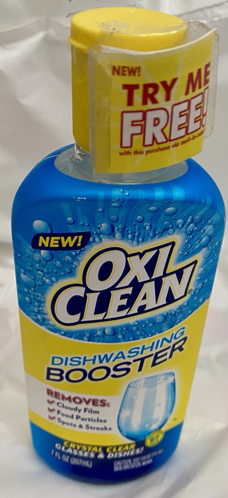 Oxi Clean Triple Action Booster Crystal Clear Rinse Dishes 7oz 67 Loads New!