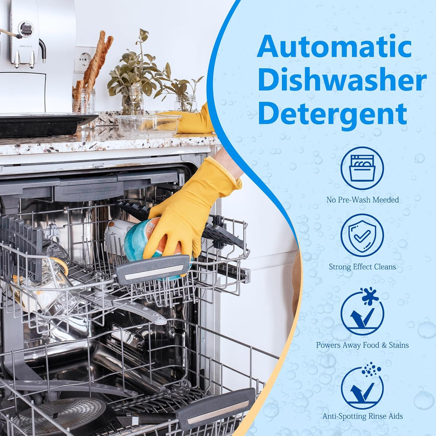 200 Count Dishwasher Pods, No Pre-Rinse Dishwasher Detergent Soap on Stain and G