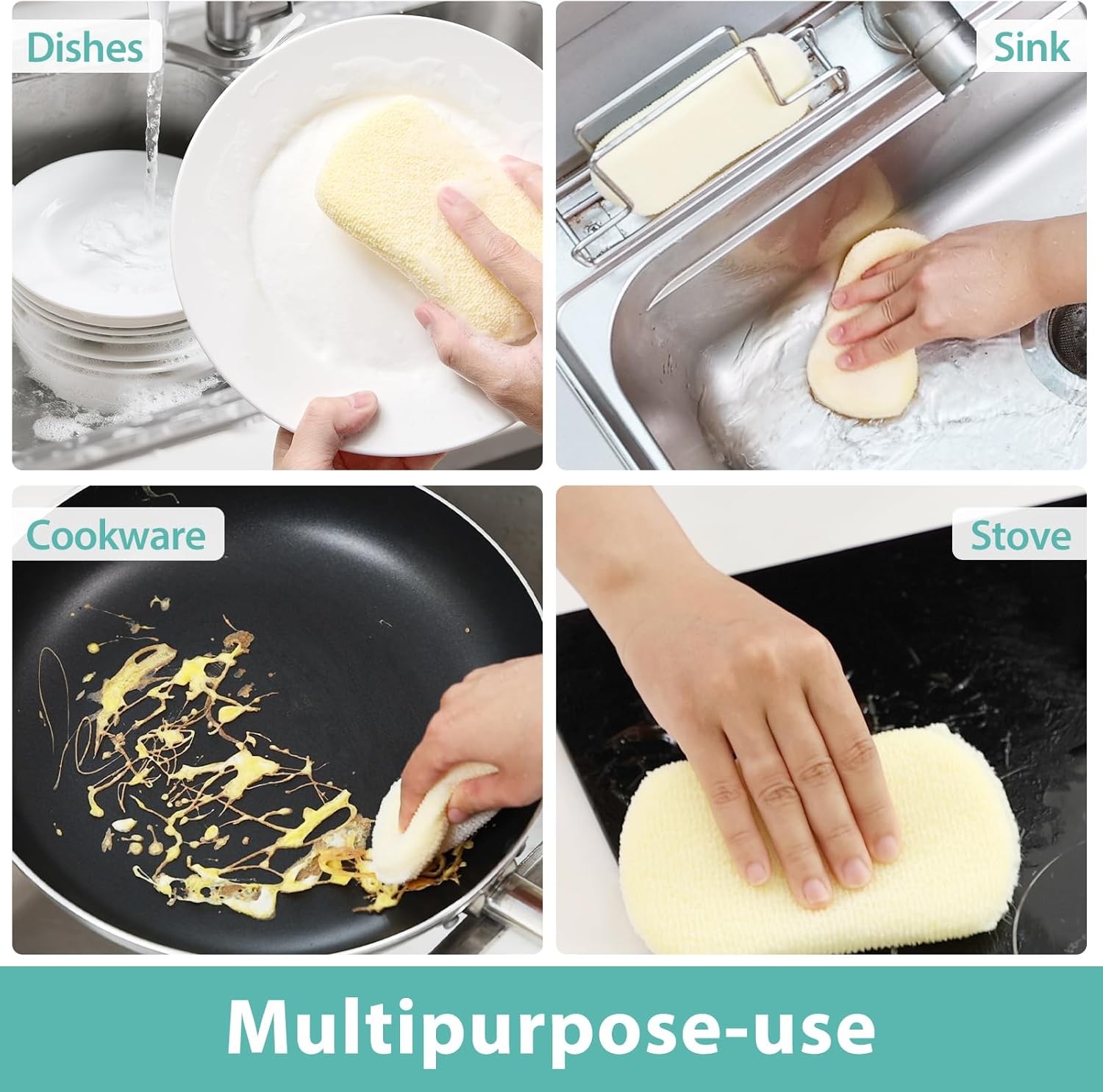 Mr. Scrub Sponges Kitchen Scrub Dish Sponge Scouring Pad, 6 Pack Cleaning Brush