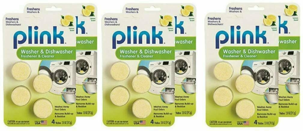 Plink Clothes Washer & Dishwasher Odor Freshener and Cleaner – 24 Lemon Tablets