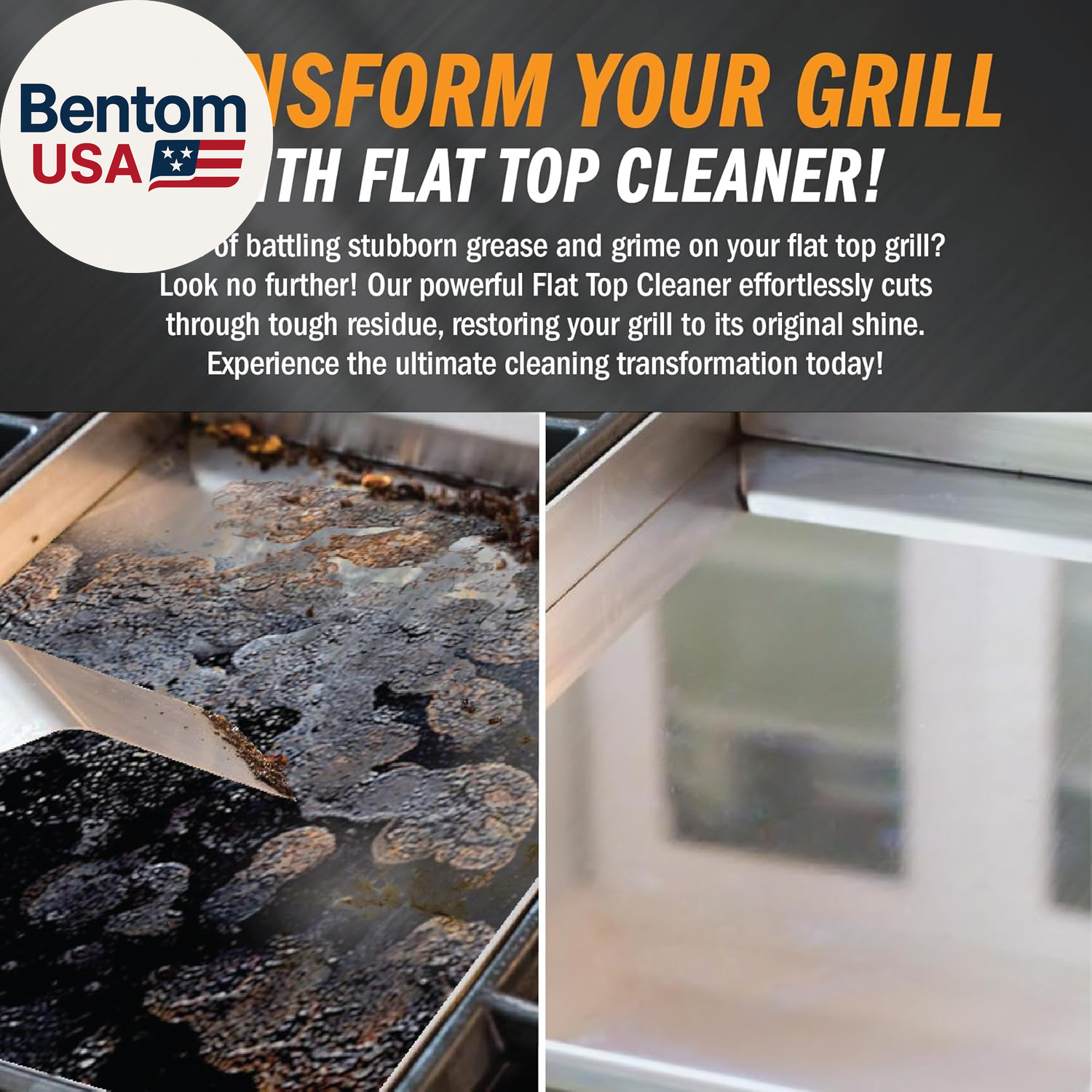 Flat Top Grill Cleaner – 32 Fl Oz | Griddle Cleaner, Removes Burnt-On Residue, F