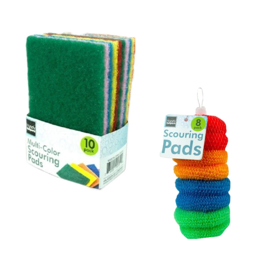 18pc Handy Helpers Multi-Colored Scouring Scrubbing Pads Set