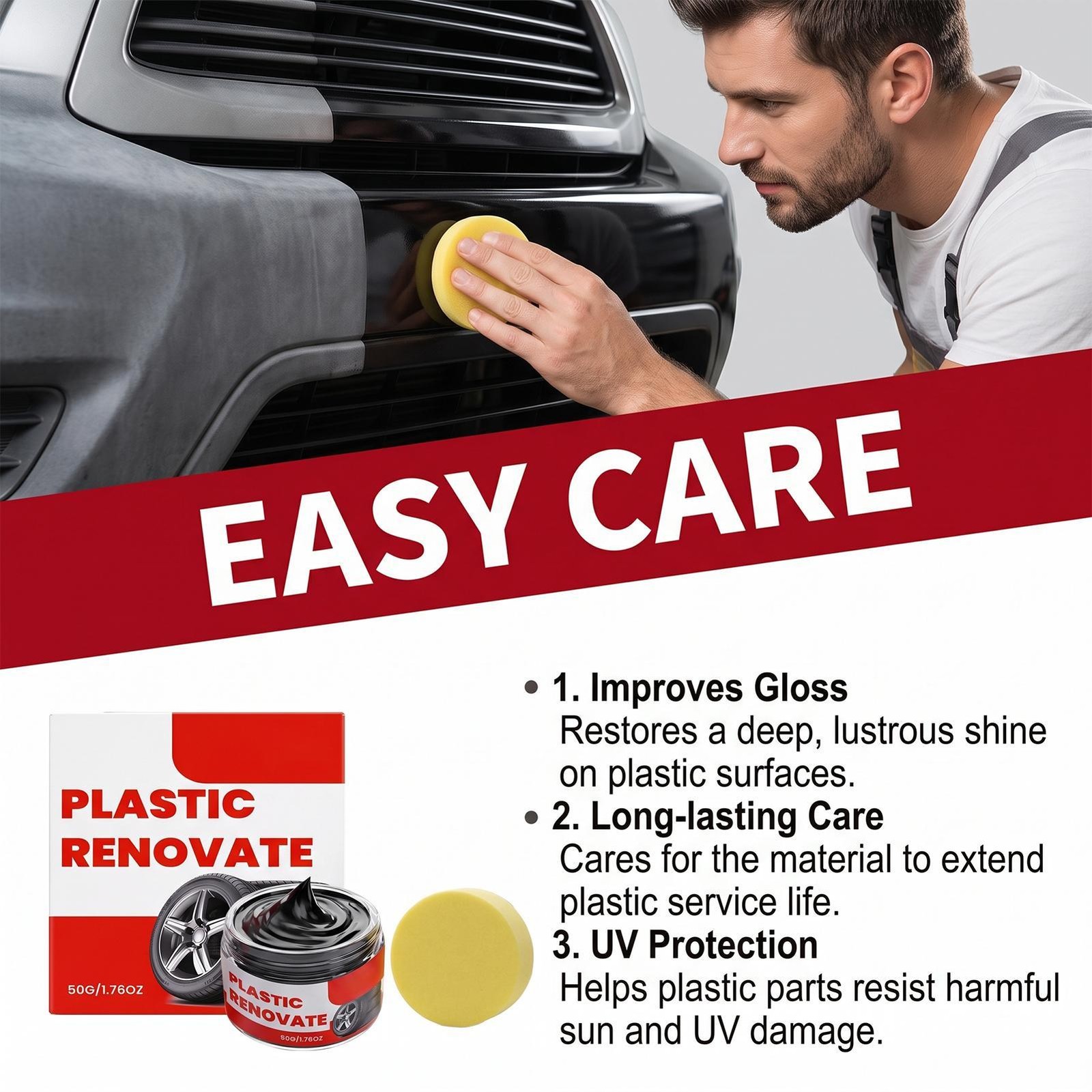 Black Car Interior Plastic Repair Scratch Remover Wax Polishing Repair Cream
