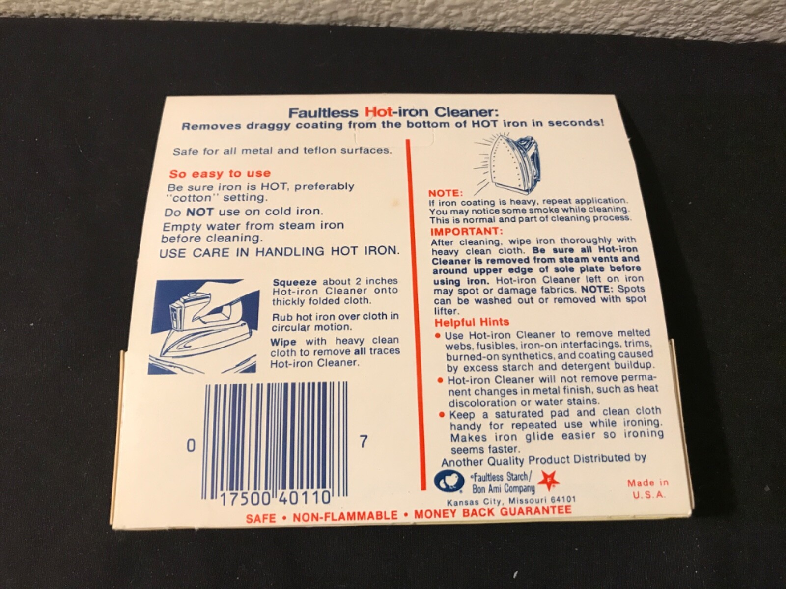Faultless Hot Iron Cleaner 1oz 28 Grams Removes Draggy Coating Melted Fusibles