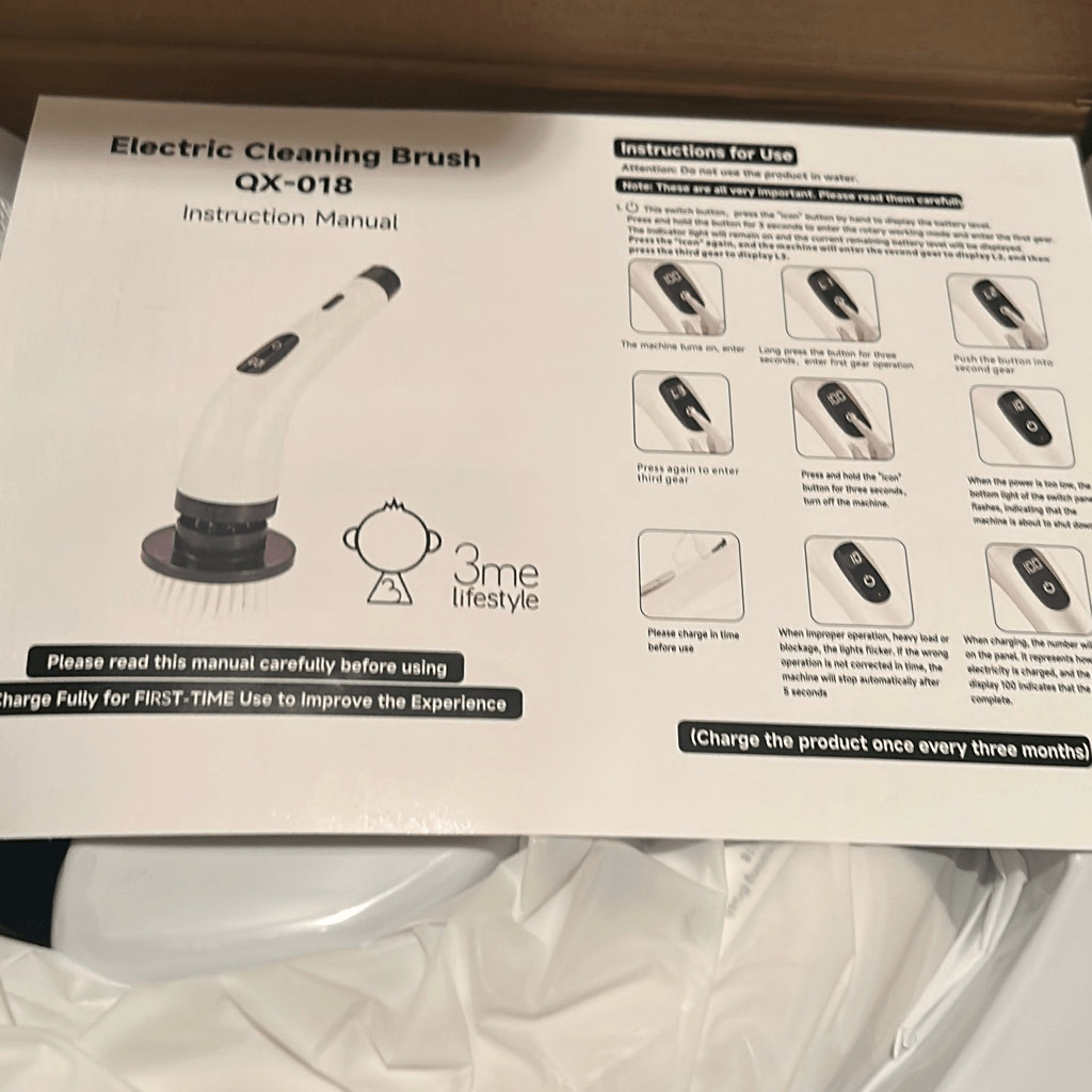 3me Lifestyle QX-018 Electric Cleaning Brush Multifunction Power Scrubber New