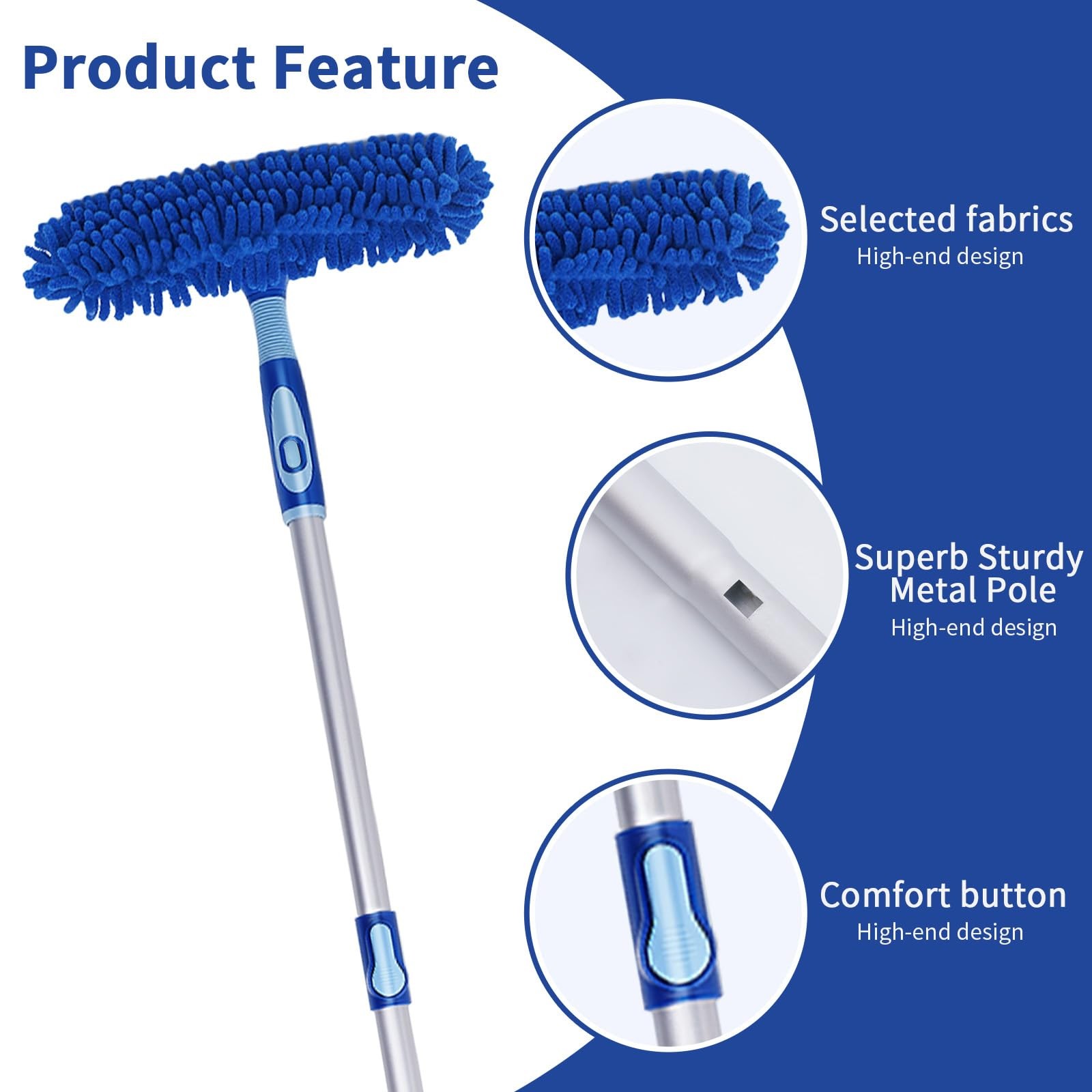 Professional Window Squeegee Kit – 62″ Lightweight Aluminum Pole, 2 in 1 Rota…