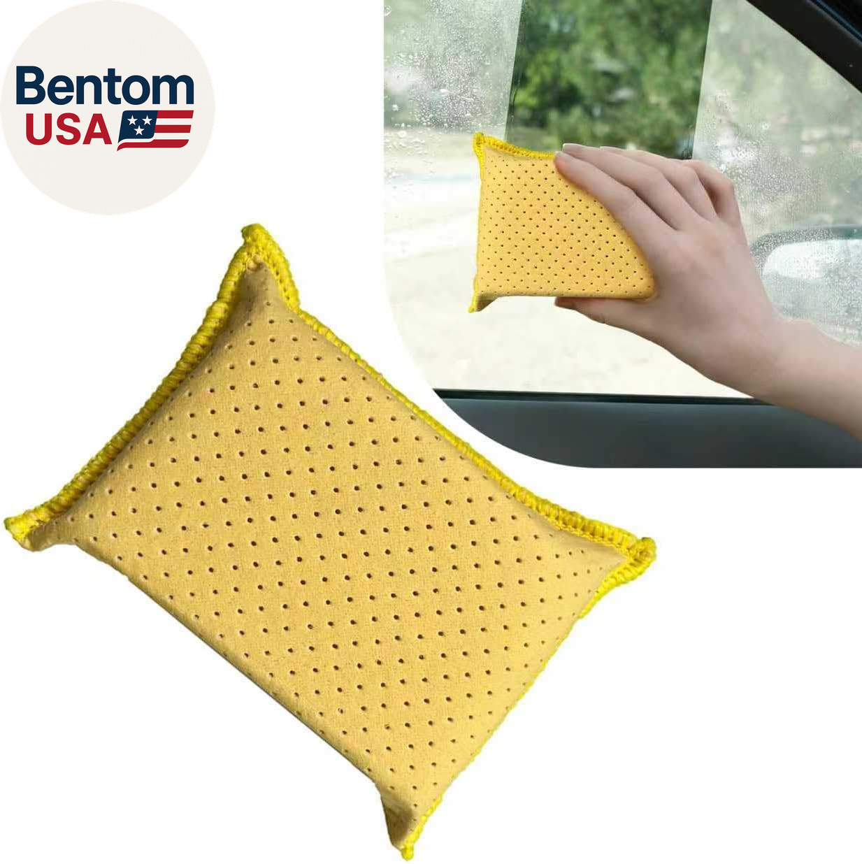 Windshield Cleaning Sponge Block, Double-Sided Microporous Defogger for Car Wind