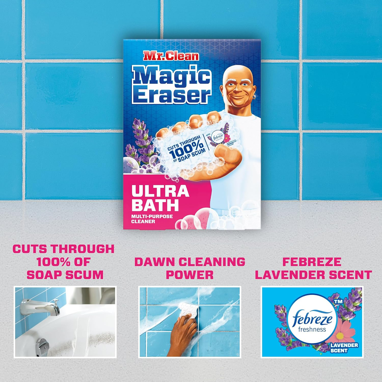 Mr. Clean Magic Eraser Sponge, Bathroom Cleaner, Shower Cleaner, Tub Cleaner, So