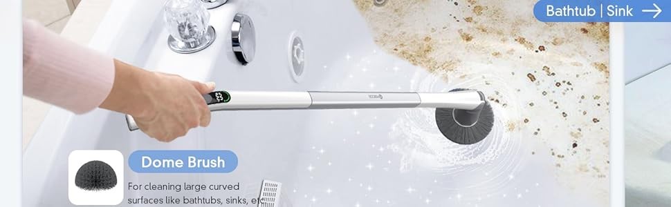 Electric Spin Scrubber Shower Scrubber Digital Display 5 Brush Heads Deep Clean