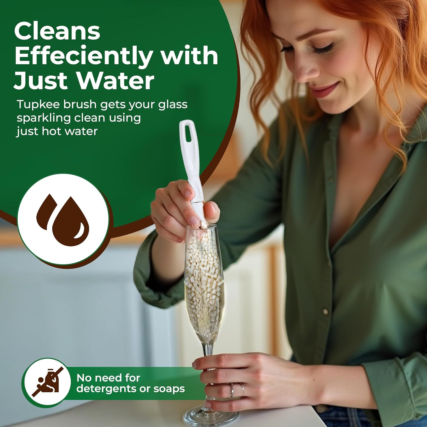 Wine Glass Cleaning Brush – Soft Non-Scratch Foam Bristles, Dishwasher Safe –…