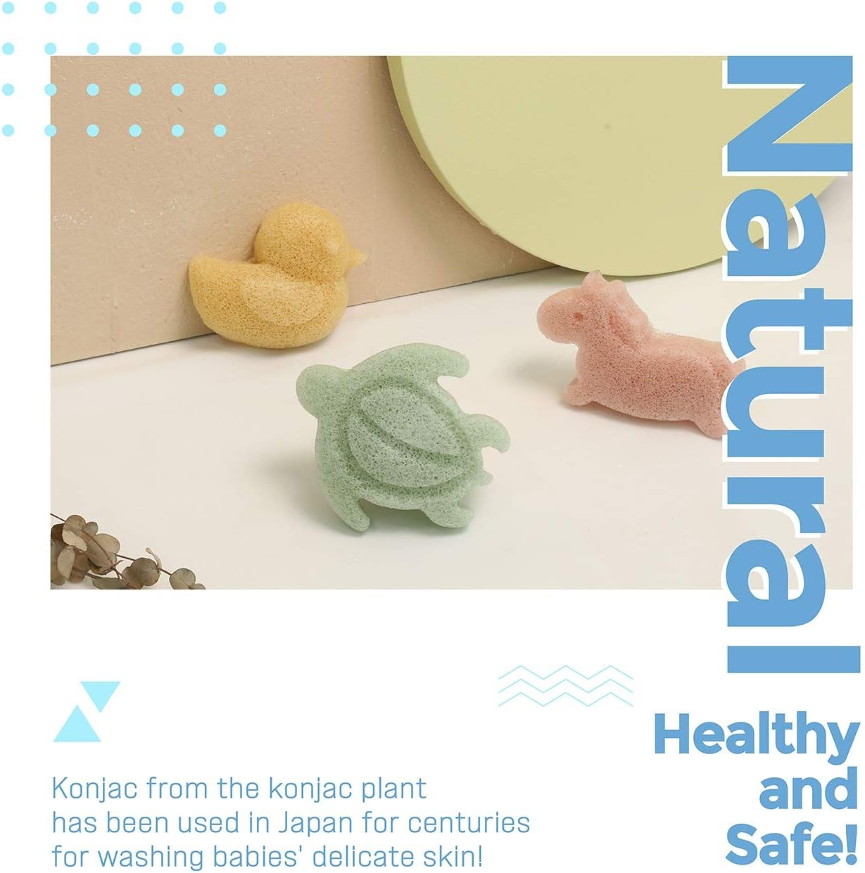 myHomeBody Konjac Baby Spon for Bathing, Cute Shapes Natural Kids Bath