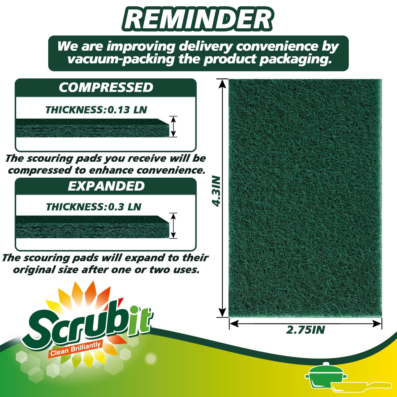 Scouring Pads – Heavy Duty Scrub Pads for Cleaning Dishes – Non-Scratch – Reu…