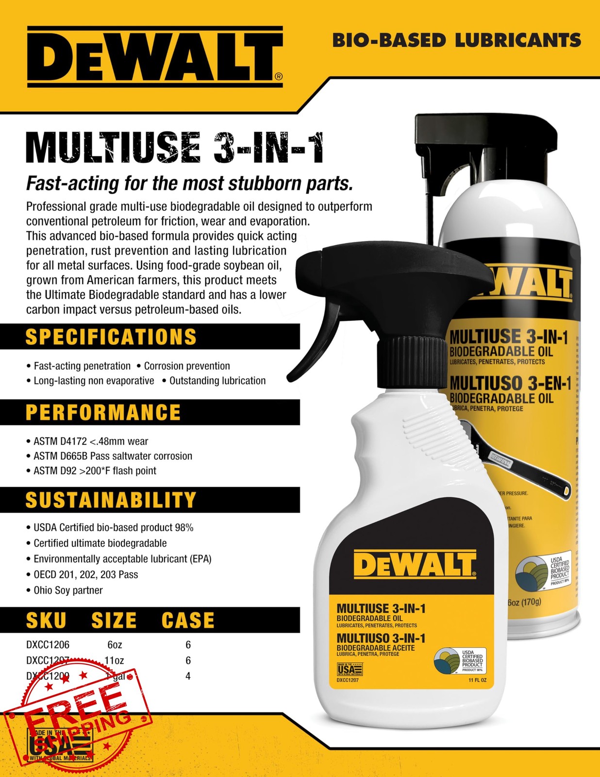 DEWALT 11oz Biodegradable Penetrating Oil