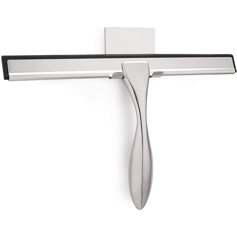 1Pc Stainless Steel Shower Squeegee for Car with 1 Adhesive Hook Silver Bathroom