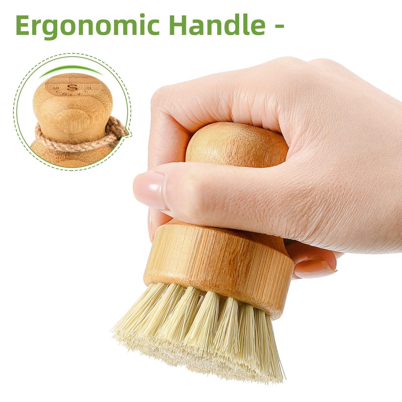 Bamboo Dish Scrub Brushes By Kitchen Wooden Cleaning Scrubbers Set For Washing C