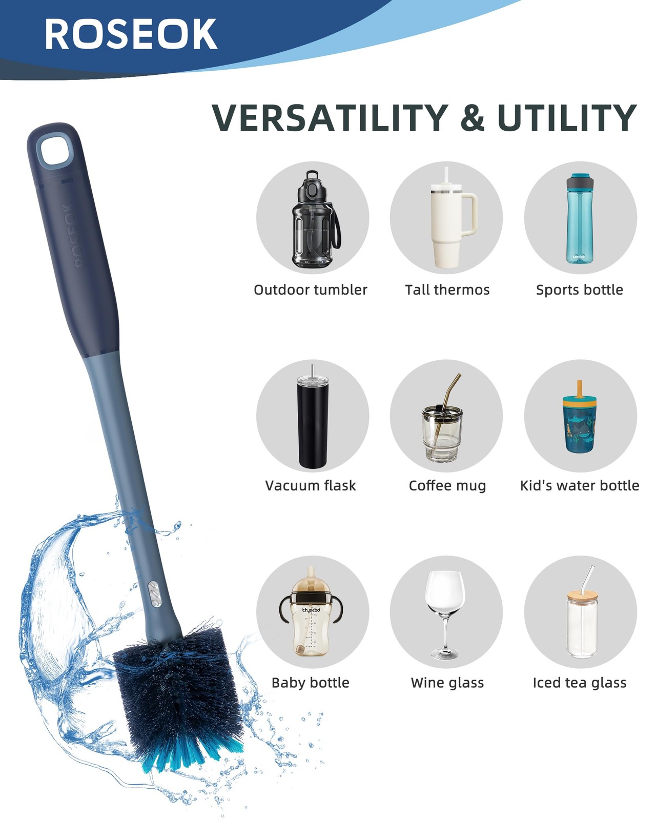 2in1 Bottle Scrubbing Brush with Straw Brush has Long and Comfortable Handle,…